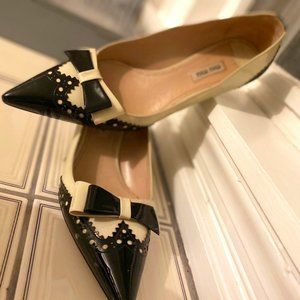 Vintage Miu Miu Kitten Heels Patent Wingtip 39.5